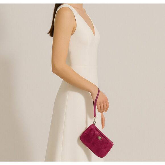 Coach Audrey Op Art Swirl Fuchsia Pink Sequin Wristlet & Evening Clutch 6 x 4 - Picture 3 of 12